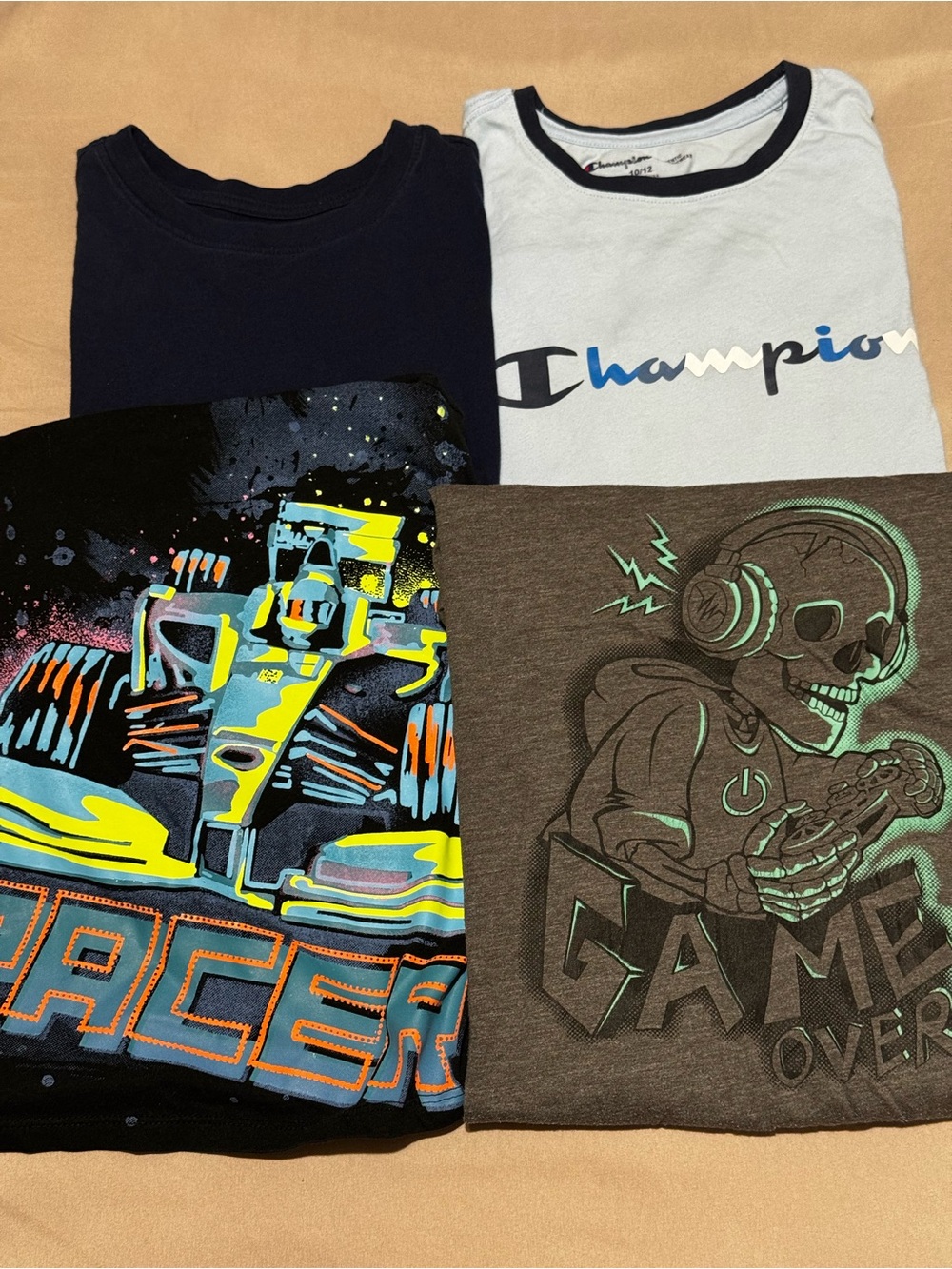 Cat & Jack Boys 10-12 Large Graphic Short Sleeve Tees Black, Blue, Navy, Gray